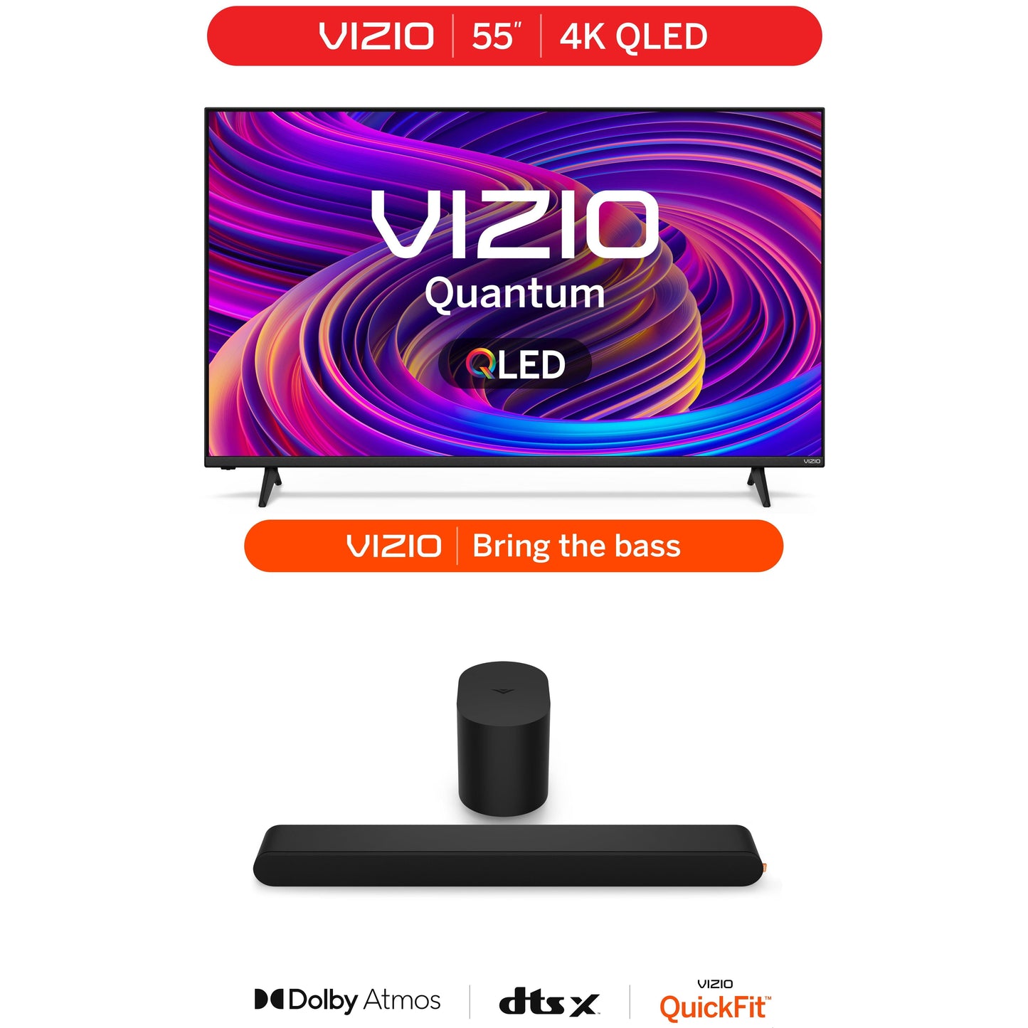 55" Class Quantum 4K QLED HDR Smart TV (NEW) M55Q6-L4 and 2.1 Soundbar SE, Wireless Subwoofer W/ Dolby Atmos, DTS:X, Bluetooth (NEW) SV210X-08